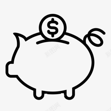 投币猪赚钱储蓄图标图标