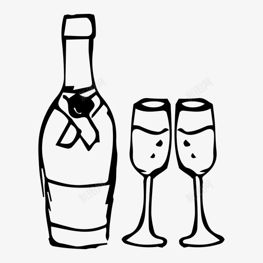 香槟和玻璃杯饮料婚礼图标svg_新图网 https://ixintu.com 婚礼 玻璃杯 饮料 香槟
