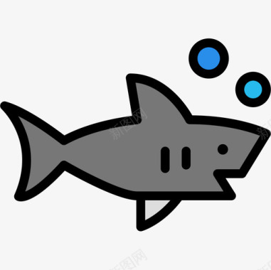 鲨鱼海滨3线状颜色图标图标