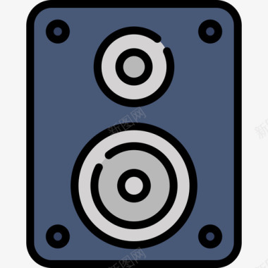 低音扬声器音乐商店7线性颜色图标图标