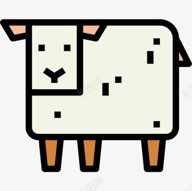 绵羊动物6线性颜色图标图标