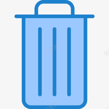 垃圾桶必需品波顿6号蓝色图标图标