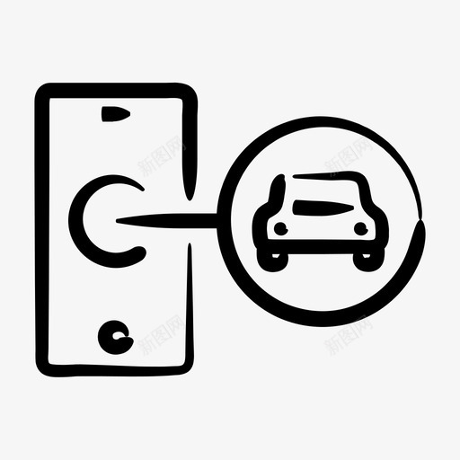 出租车移动应用程序汽车智能图标svg_新图网 https://ixintu.com 出租车移动应用程序 手绘 智能 汽车