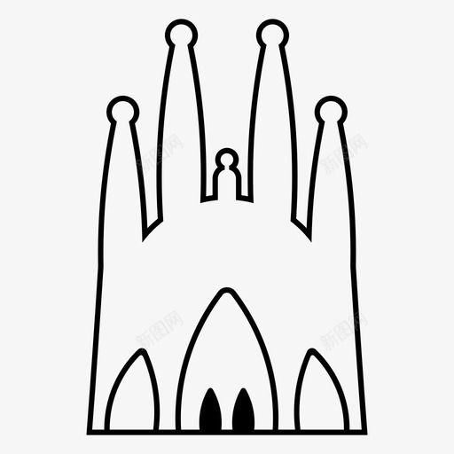 萨格拉达家族巴塞罗那加泰罗尼亚地标图标svg_新图网 https://ixintu.com 加泰罗尼亚地标 巴塞罗那 教堂 萨格拉达家族 著名的西班牙