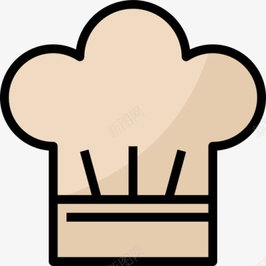 厨师帽面包房44线性颜色图标图标