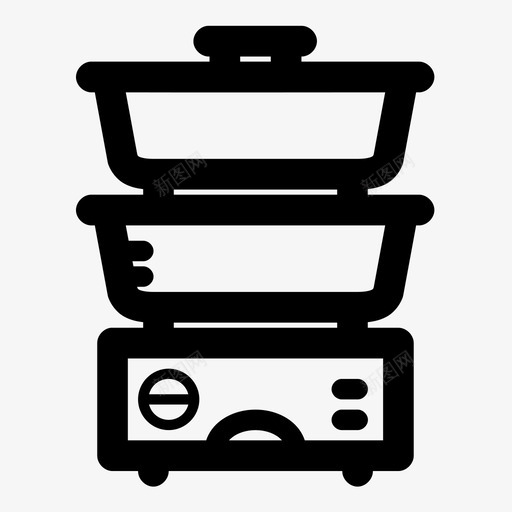 双煮加热厨房电器图标svg_新图网 https://ixintu.com 3个 加热 厨房电器 双煮 工具 混合 炉子 粗体