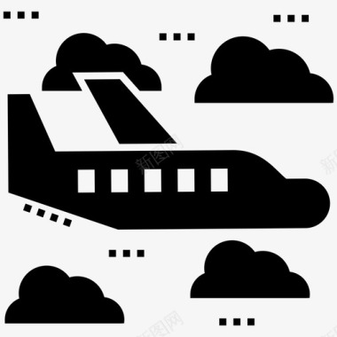飞机航空旅行航空运输字形图标包图标