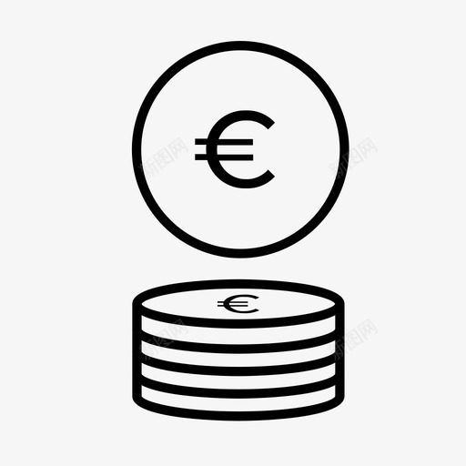 钱现金硬币图标svg_新图网 https://ixintu.com 一块 欧元 现金 硬币 货币 钱