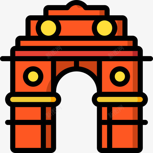 孟买地标和纪念碑5线性颜色图标svg_新图网 https://ixintu.com 地标和纪念碑5 孟买 线性颜色