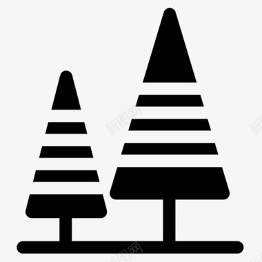 树木自然64字形图标图标