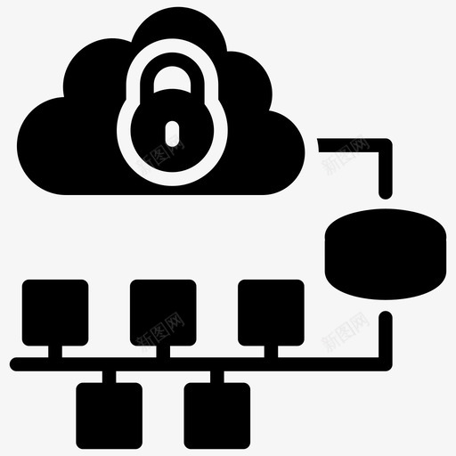 安全数据云计算云技术图标svg_新图网 https://ixintu.com 云技术 云计算 云计算字形图标 受保护网络 安全数据