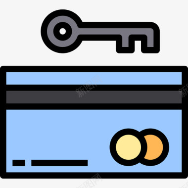 信用卡网络和安全3线性颜色图标图标