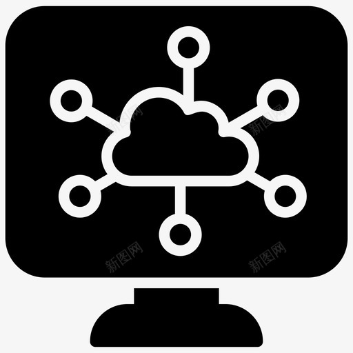 云托管云计算云数据图标svg_新图网 https://ixintu.com 云托管 云技术 云数据 云网络 云计算 云计算字形图标