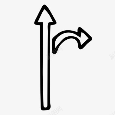 上箭头和右箭头方向路径图标图标