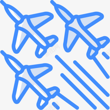 飞机纪念日蓝色图标图标