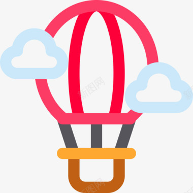 热气球冒险31线性颜色图标图标