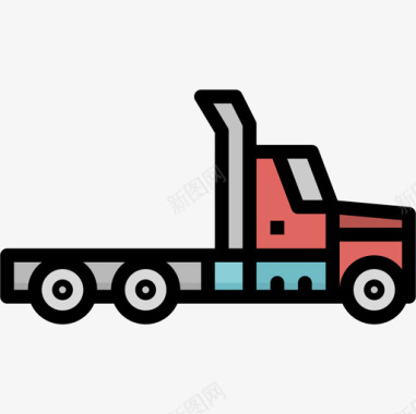 卡车八月运输4线性颜色图标图标