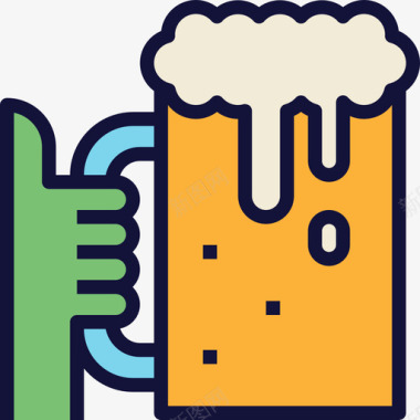 啤酒庆祝14线性颜色图标图标