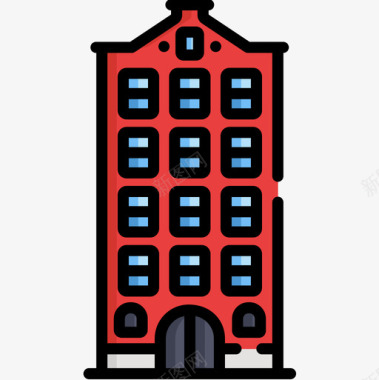 荷兰11号楼线性颜色图标图标