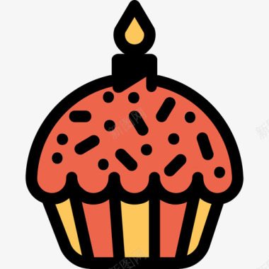 纸杯蛋糕面包房43线性颜色图标图标