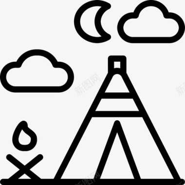 帐篷旅行164直线图标图标