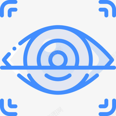 眼睛扫描生物识别4蓝色图标图标