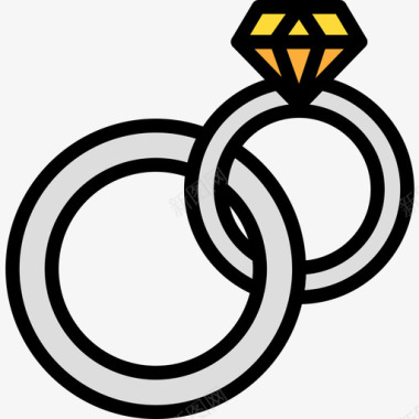 订婚戒指jewlery3线性颜色图标图标