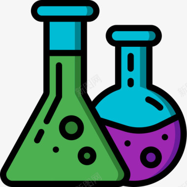 烧瓶科学66线性颜色图标图标