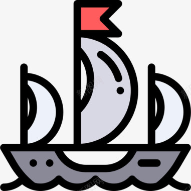 船荷兰4线性颜色图标图标