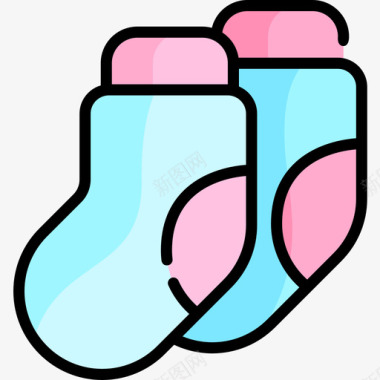 袜子婴儿淋浴5线性颜色图标图标