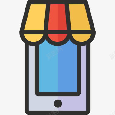 智能手机广告21线性颜色图标图标