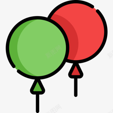 气球圣诞169线性颜色图标图标