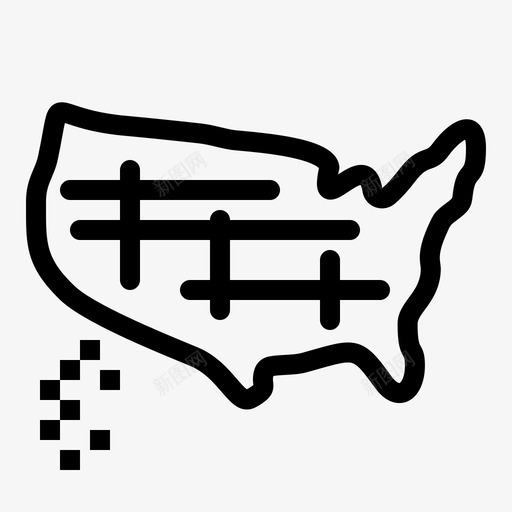 地图美国美国黑线图标svg_新图网 https://ixintu.com 地图 美国 美国黑线