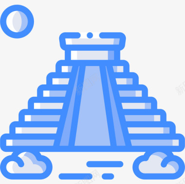 玛雅金字塔南美洲5蓝色图标图标