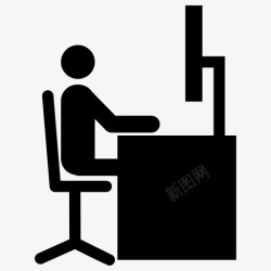 十字形办公桌设计图工作场所办公桌员工图标高清图片