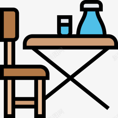 餐桌烧烤和烧烤3线性颜色图标图标