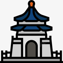 4座纪念馆亚洲国家地标性建筑4座线条色彩图标高清图片