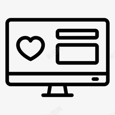 约会网站电脑心脏图标图标