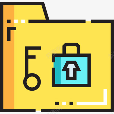 文件夹保护和安全6线性颜色图标图标