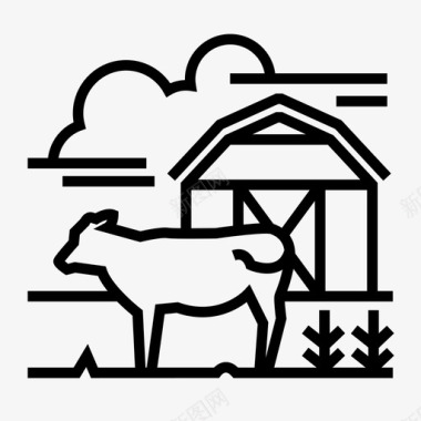 农场农业养牛场图标图标