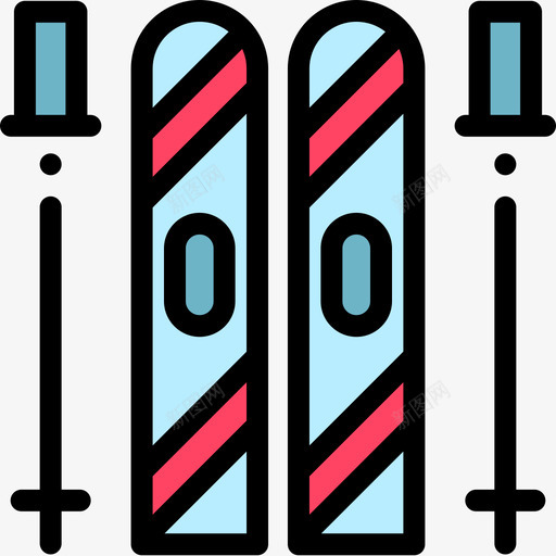 滑雪板冬装9件线条色图标svg_新图网 https://ixintu.com 冬装9件 滑雪板 线条色