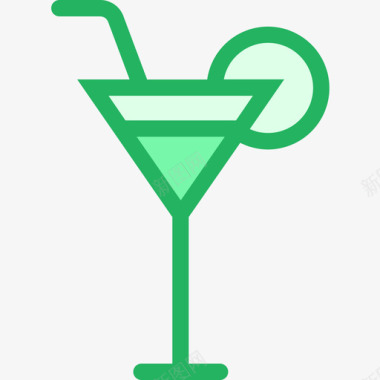 鸡尾酒庆祝11线形绿色图标图标