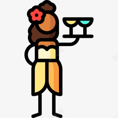 女服务员42号酒吧正色图标图标