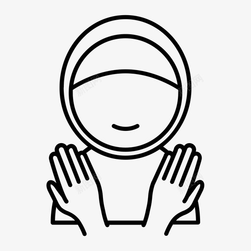 穆斯林妇女祈祷dua手图标svg_新图网 https://ixintu.com dua 头巾 手 斋月开斋节 穆斯林妇女祈祷