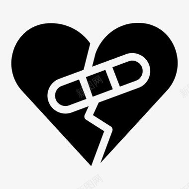 治愈破碎的心心脏绷带图标图标