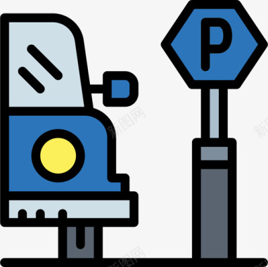 停车场车辆服务29线性颜色图标图标