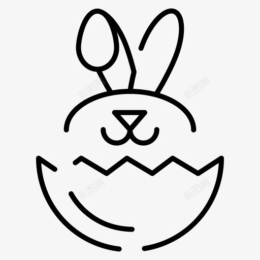 鸡蛋复活节兔子图标svg_新图网 https://ixintu.com 兔子 复活节 虚线 规则 鸡蛋