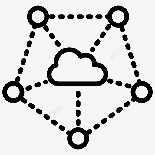 云连接云计算云托管图标svg_新图网 https://ixintu.com 云网 云计算 向量 图标 托管 服务 网络 连接