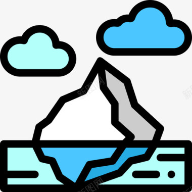 冰山景观46线性颜色图标图标