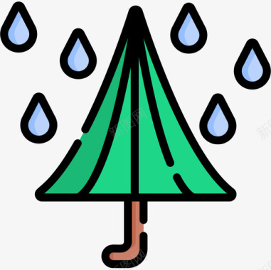 下雨195号天气线性颜色图标图标